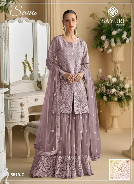Sana 5819 By Sayuri Heavy Net With & Sequence Work Readymade Suits Wholesale Suppliers In Mumbai